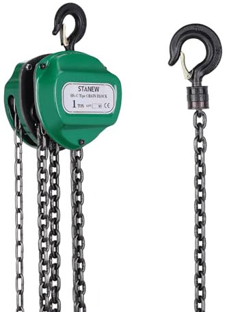 Kettenzug mit 1000 kg Tragfähigkeit STANEW Handkettenzug mit Stabilem Haken, 5M Hubhöhe, Robuste G80-Stahlkette für leichtes Heben, Flaschenzug, Grün