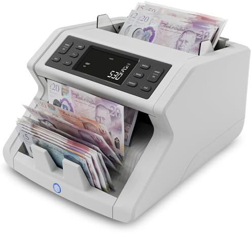 Safescan 2265 Contatore contante banconote miste sterline ed euro – Contatore banconote con rilevatore banconote contraffatte a 6 punti – Contatore di denaro ordinato per tutte le banconote