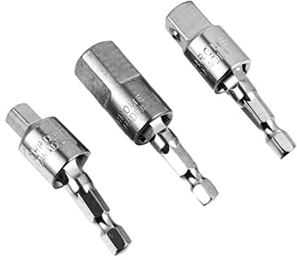 Homoyoyo 3pcs Rotatable Electric Wrench Connecting Rod Impact Socket Chuck Keys for Drill Adapter