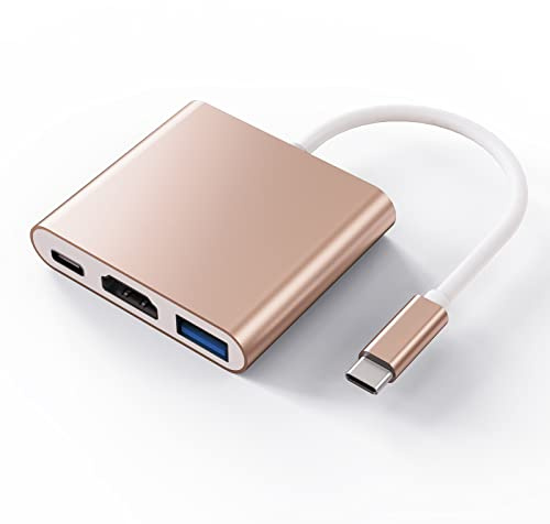 ElecMoga Adaptateur USB C vers HDMI, 3 en 1, USB C, HDMI, avec 4 K @ 30 Hz et USB 3.0, Prend en Charge la Charge Rapide de 100 W, hub USB C Compatible avec MacBook Pro/Air, Samsung, Huawei, Surface