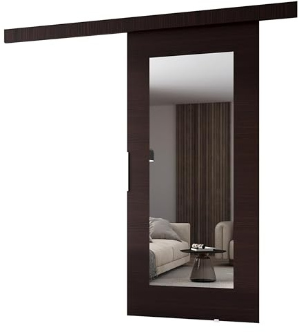 MINIO go for it - Schiebetür Komplettset CLEAN I Schiebetüren 76 cm Breit | Wandmontage, Schiebetürsystem, Zimmertüren - Wenge