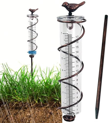 Regenmesser 17CM，regenmesser für garten frostsicher，outdoor regenmesser，regenmesser digital，mit Metallpflock, Dekorativ für Hof, Deck, Rasen, Landschaft und Gartenzubehör，geschenk gartenliebhaber