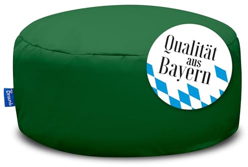 Bruni Pouf Sittpall M i grangrön – rund sittpuff, inomhus och utomhus som fotpall, yogasittkudde, meditationskudde, tillverkad i Tyskland