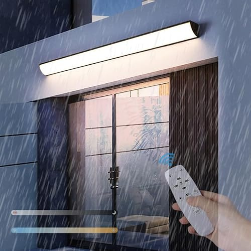 GZZBMY Lange Außen Wandleuchte mit Fernbedienung Acryl Wasserdicht IP65 Außenwandleuchte Dimmbar Aluminium LED Modern Wandlampe Garten Terrassen Schlafzimmer Wohnzimmer Innen Villa (150cm)