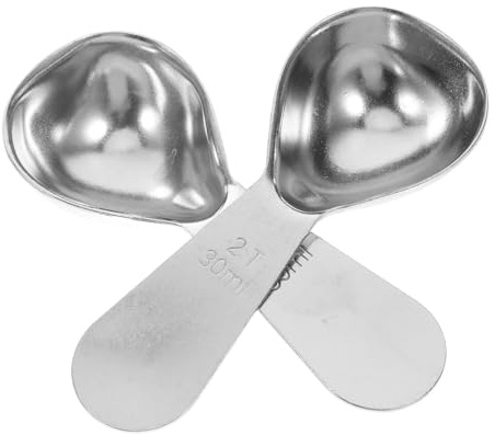 Mikinona Cucchiaini Dosatori Per Caffè in Acciaio Inossidabile 2 Pezzi 30ml Manico Corto Misurino Preciso Per Polvere, Chicchi e Spezie Utensile Versatile Da Cucina e Cottura