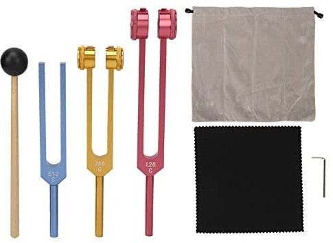 Conjunto de Badajos de Afinación 128 256 512 Hz, 3 Colores, Aluminio y , Con Martillo, y Meditación, Terapia de Sonido, Mejora la Claridad Mental y la Concentración