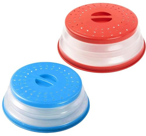 Zwenjuan Copertura per Microonde Pieghevole,2 PezziCoperchio per Microonde Antischizzi,Coperchio Piatto in Plastica per Microonde per Riscaldamento,Coprivivande con Sfiato Vapore