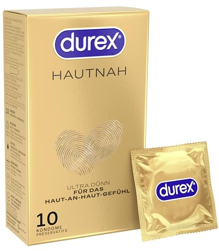 Durex Hautnah Classic Kondome – Ultra dünn, mit anatomischer Easy-On-Form & mit Silikongleitgel befeuchtet – 10er Pack (1 x 10 Stück)