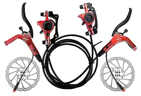 2 Pistoni Bici Elettrica Freno A Disco Idraulico Set Power-Off Sensore E-bike Freni Idraulici Anteriore 890mm/Posteriore 1570mm Leve In Lega di Alluminio Con Pinze