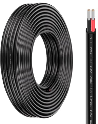 iGreely 2x1,3mm² KFZ Kabel 2 Adrig, 10m rund 2 Adriges Kabel 12V, Flexibel Verzinnter Kupferkabel für Lkw/Anhänger