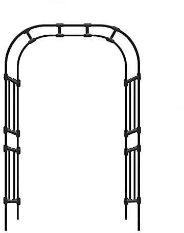 Arche de jardin en métal robuste, treillis en fer forgé pour plantes grimpantes, décoration extérieure pour jardin, pelouse, terrasse, assemblage facile, parfait pour les fleurs et les vignes