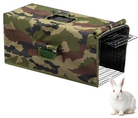 32 Cat Raccoon Trap with Cover, Heavy Duty Folding Live Animal Cage for Raccoons, Stray Cats, Groundhogs, and Other Medium Animals, Catch and Release (Black)
