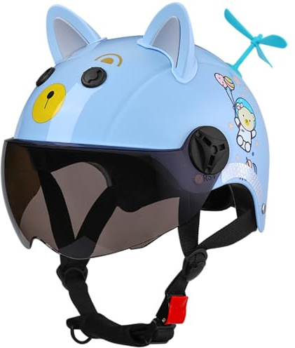 Casque demi-jet rétro pour moto électrique enfant, casque demi-jet mignon pour tout-petit, homologué ECE, casque pour karting, moto tout-terrain, scooter et quad (garçons et filles). 1,48~55cm
