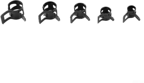 Linnkyfloa Galvanised Spring Hose Clips Set in 5mm 6mm 7mm 8mm Sizes Made from 65 Manganese Steel Self Tightening Clamps for Silicone Vacuum Pipes in Cars Small Engines