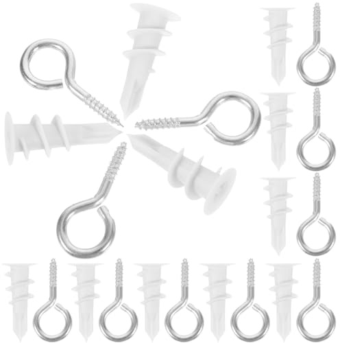 SHINEOFI Set da 20 Tasselli Autofilettanti per Cartongesso Viti a Vite e Occhiello 15X32Mm Ancoraggi per Montaggio su Parete ad Alta Tenuta Kit per Fissaggio su Materiali Spessi e