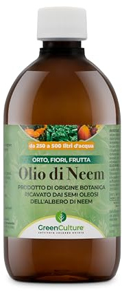 GreenCulture Olio di Neem 500ml per Trattamento Fogliare - Origine Botanica Naturale - Repellente per Insetti