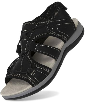 Genérico Sandalias ortopédicas con tacón de cuña para mujer, sandalias cómodas para mujer, sandalias de punta abierta con soporte para el arco, sandalias informales de punta redonda y caña baja para