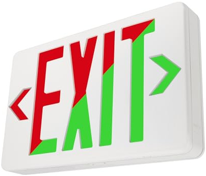 LFI Lights® Universal LED Exit Sign, Selectable Red/Green LED, UL 924 Listed, Red LED, White, 120/277VAC Hardwired with Battery Backup, Wall, Ceiling or Side Mount, Optional Double Face and Knock Out Arrows LEDU