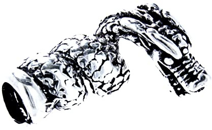Kiss of Leather Drachen Bartperle Lockenperle aus 925 Sterling Silber, 6 mm Innendurchmesser