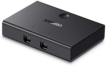 UGREEN USB 2.0 Switch 2 in 1, USB Switch 2 Inputs and 1 Output, USB Switch with 2 USB Cable for Sharing USB Device such as Keyboard, Mouse, USB Drive, Hard Drive, Printer, Scanner, etc