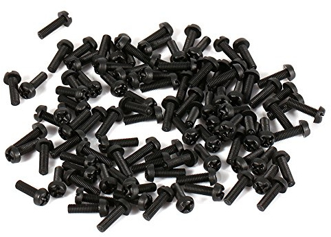 Schwarze Nylon-Einsatzschraube, Rundkopf-Kreuzschlitz-Holzschraube, M3, 10 mm