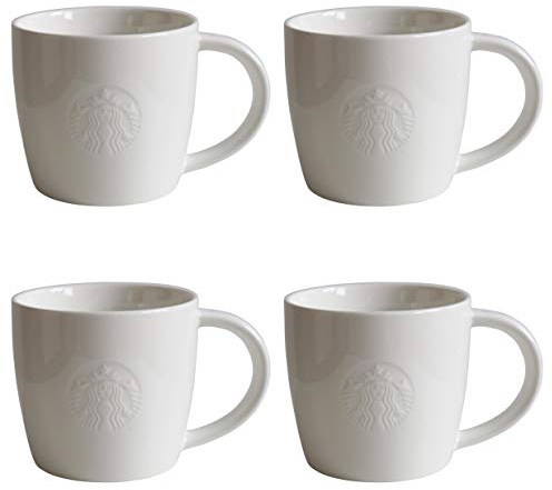 Starbucks Fore Here - Juego de 2 vasos de pie (4 unidades, 8 oz/227 ml), color blanco