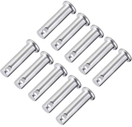 sourcing map 10 Stück Steckbolzen Einloch Gabelbolzen 8mm x 30mm Splintstift Flach Kopf verzinkter Stahl Lochbolzen