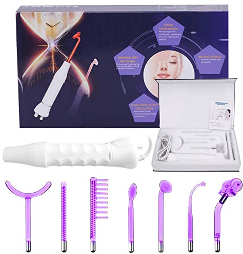 High Frequency Face Wand, Yofuly Portable Frequency Facial Machine with 7 Purple Electrodes, Skin Tightening Machine for Facial Beauty, Face Device for Wrinkle Removal, Anti-Acne
