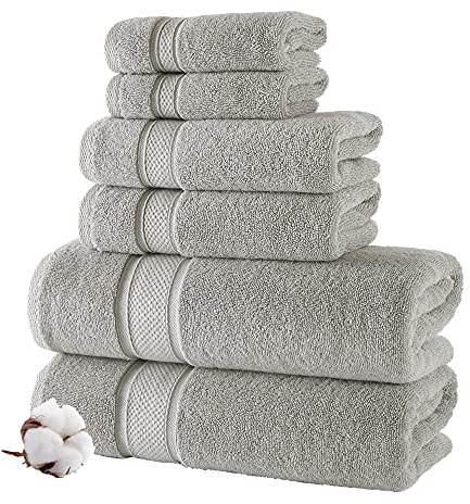 NOVA Luxury Linen - Hotelqualität türkisches Handtuch-Set für Badezimmer (6-teiliges Handtuch-Set, Mirage Grau)