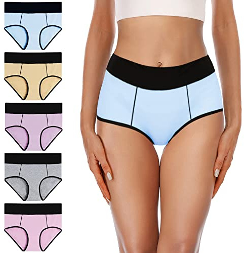 YaShaer Culottes Coton pour Femmes Shorty Confort Slips Sport Grande Elasticité Taille Haute Lot de 5