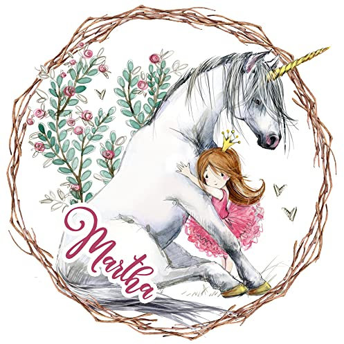 GRAZDesign Wandtattoo Einhorn Mädchen Kinderzimmer | personalisiert Name | Einhorn Geschenke für Mädchen | Deko Wandsticker Mädchenzimmer, Deko selbstklebend 58x57cm
