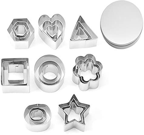 24 Pezzi Stampi Biscotti, Forme per Biscotti in Acciaio Inox,8 Forme Set di Formine, per Decorazioni in Fondente, Decorazioni di Dolci di Pasticceria