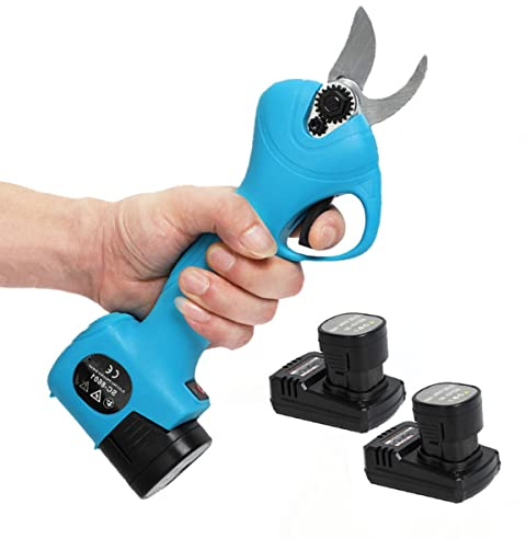 Tijeras de Podar Inalámbricas, Podadora de Ramas de árbol eléctricas, 25mm Diámetro de Corte, 2 batería de Litio,Recargables rápido, para Arbustos Flores árboles frutales Granjas