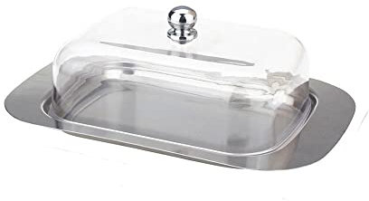luckxuan Mantequera Mantequilla Plato Caja de Recipiente Queso Pan Bandeja de Almacenamiento con Tapa Transparente de Acero Inoxidable de Mantequilla for Mantequilla Mantequillera