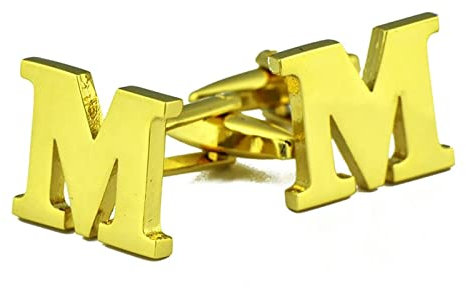 Stfery Herren Manschettenknöpfe mit Gravur, Manschettenknöpfe Gold Buchstabe Vergoldet Cufflinks Buchstabe M Schmuck Geschenk