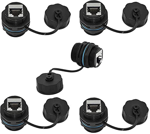 PENGLIN 5PCS Panel Montage Geschirmte CAT6 RJ45 Wasserdichte Adapter | Cat5/5e/6 8P8C Ethernet LAN Kabel Kupplung mit Wasserdicht/Staubkappe