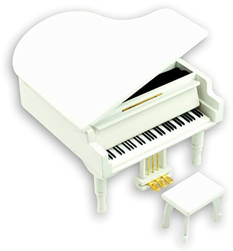 BinkeGG Weiß Spieldose Holz Groß Klavier Uhrwerk Spieluhr mit Sankyo Musik Mechanismus (Option 60 Melodien) (You Are My Sunshine)