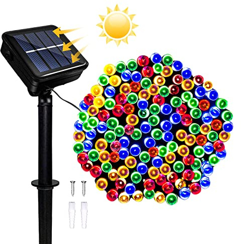 Micacorn Luci Stringa Solare, Energia Solare Impermeabili Luci 10 Metro 8 Modalità 100 LED Luci Solari Esterno per Case Giardini Decorazioni Natalizie Feste