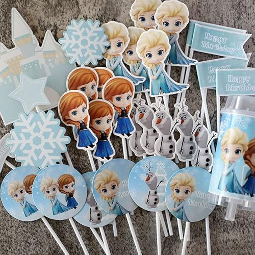 Mini Nette Frozen 44 Stück Bäckerei Dekoration, Happy Birthday Kuchendeko,Party Cake Decorations,Geburtstags Party liefert Cupcake Princess