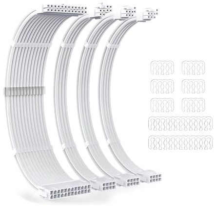iHaospace Kit de câbles gainés pour PC/GPU/CPU, extension de câble d'alimentation, câbles d'extension d'alimentation PC avec peignes de câble, 24 broches 1 + 8 (6 + 2) broches 2 + 8 (4 + 4) broches x