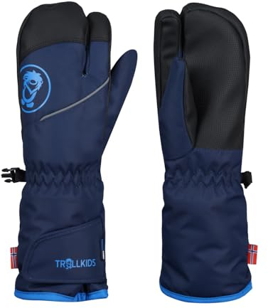 Trollkids Kids Troll 3 Finger Glove | Warm wattiert, Lange Stulpe, Handfläche und Fingerspitzen aus rutschhemmendem Material
