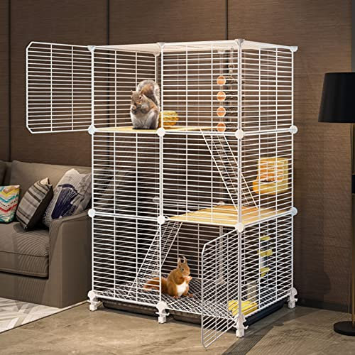 Meerschweinchenkäfige, Hasenkäfig, 2-stöckiger Kaninchenkäfig for den Innenbereich, Hasenstall mit tiefen ausziehbaren Tabletts, Villa aus Metalldrahtgeflecht, Kleintierhaus for Frettchen, Chinchilla,