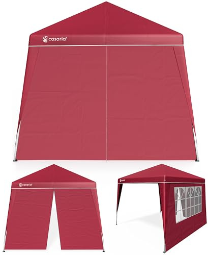 CASARIA® Capri 3x3m Pop-Up Gazebo with 2x Side Panels | UV50+ Sun Protection | Waterproof Foldable 3 Metre Pavilion | Folding Festival Canopy Tent | Includes Carrying Bag | Red