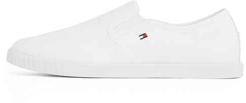Tommy Hilfiger Damen Slipper Sneaker Canvas Slip-On ohne Schnüren, Weiß (White), 37
