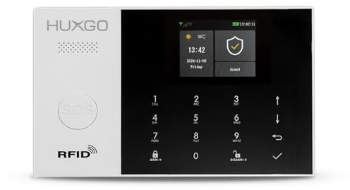 HUXGO® Bedienfeld der Alarmanlage HXA005 mit WiFi und GSM 4G Modul | Steuerung per Tuya Smart App, SMS und Anruf, SOS-Notfallfunktion