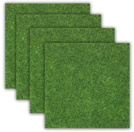 Aeaocvo 4 PCS Fake Grass Sheets, 15 X 15 cm Miniature Craft Grass Dolls House Micro Artificial Grasses for Crafts, Toy Imitation Grasses Mat for Modelling, Dolls House, Toy Farm Ornament