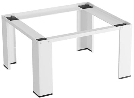 Fiqops Soporte para lavadora de hasta 100 kg, elevador de lavadora, base de acero, 63 x 45 x 32 cm, color blanco
