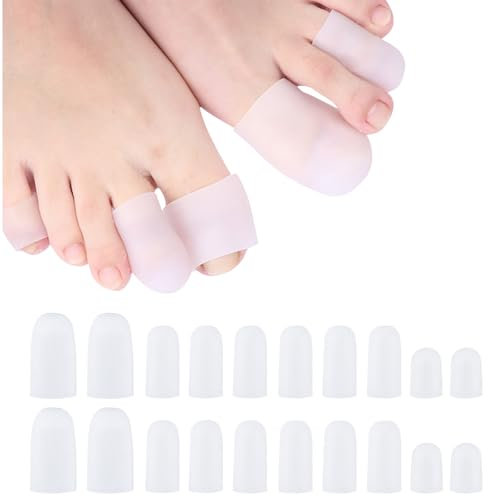 Gel Zehenkappen, Zehenschutz Silikon, 20 Stück Gel-Zehenschutzkappe, Zehentrenner für Entzündete Fußballen, Zehenpolster für Blasen Eingewachsenen Zehennägeln Hühneraugen Zehennagelverlust