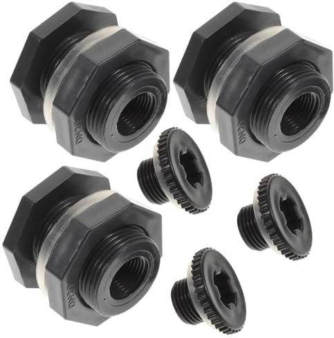 OKUMEYR Bulkhead Schottverschraubung 1/2 Zoll Mit Dichtung Und Stopfen Pvc Verbindungsstück Für Regentonnen Wassertanks Aquarien Pools Und Gartenschlauchadapter 2.13 X 2.13 X 1.85 Zoll