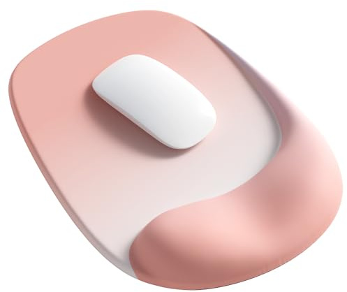 ErgoEase Ergonomic Mouse Pad with Gel Wrist Support - Premium Lycra Fabric, Non-Slip, Ideal for Laptop & Desktop, Office & Gaming，Desk Accessories (01Coral Pink)